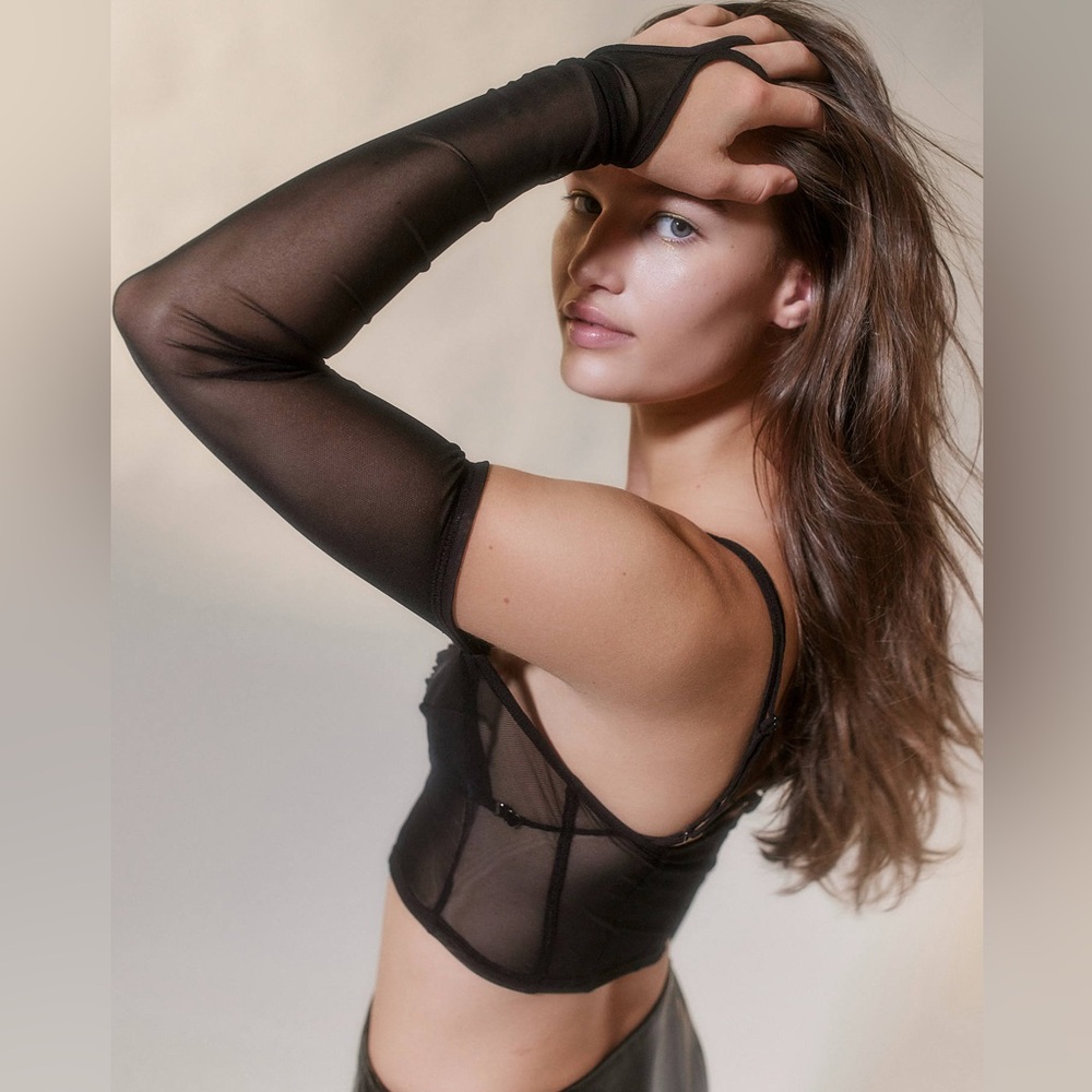 Urban Outfitters Black Sheer Mesh Crop Top